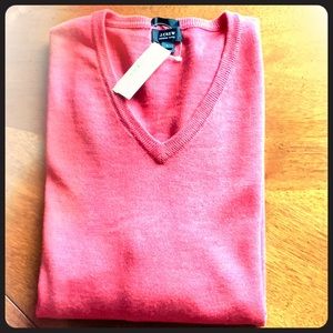 NWT J CREW MERINO WOOL V-NECK SWEATER SLIM SZ L